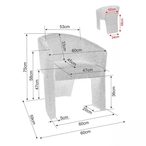 Chaise Design Beige Tripode En Tissu Nolan