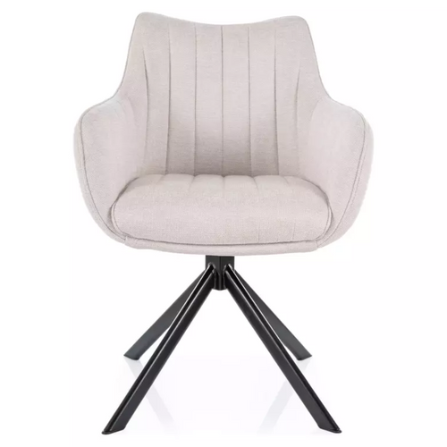 Chaise Pivotante En Tissu Beige Et Structure Noir Mat Pivotante à 180° Swop 2