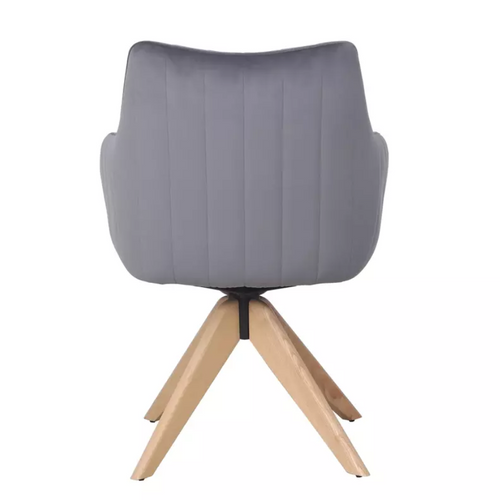 Chaise Pivotante En Tissu Velours Gris Confortable Et Structure Bois Swop