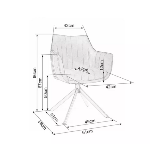 Chaise Pivotante En Tissu Velours Cappuccino Et Structure Métal Noir Mat Swop