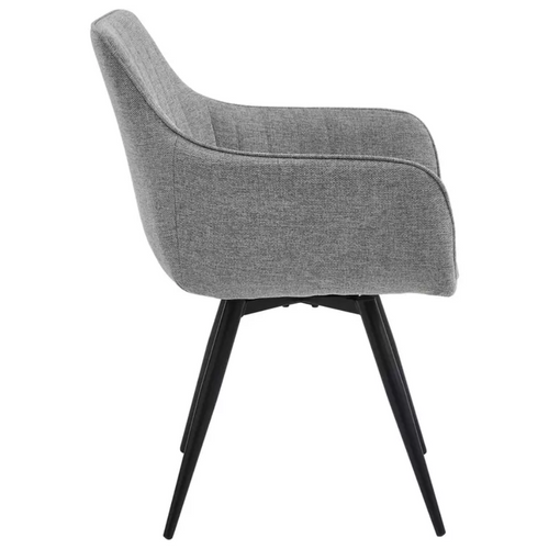 Chaise En Tissu Beige Pivotante à 180° Structure Noir Mat Zyrox