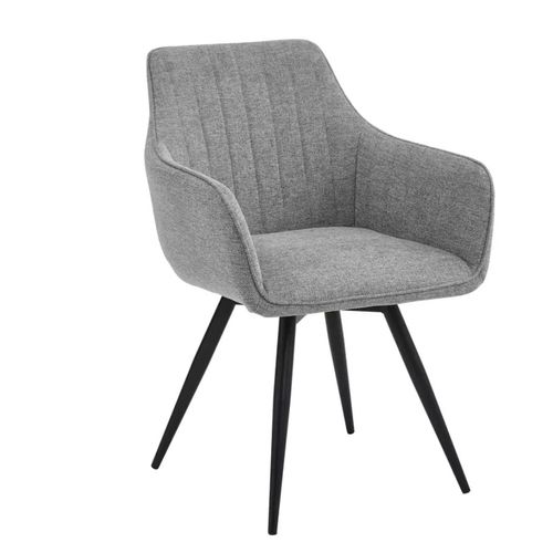 Chaise En Tissu Beige Pivotante à 180° Structure Noir Mat Zyrox