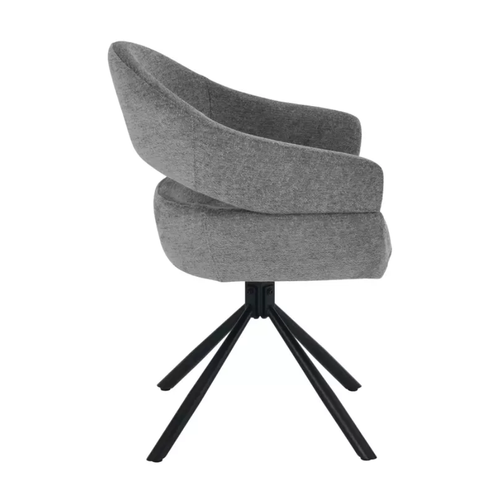 Chaise Tissu Doux Avec Accoudoirs Design Pivotante à 180° Gris Lavin