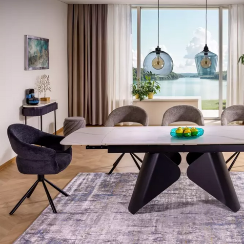 Chaise Tissu Doux Avec Accoudoirs Design Pivotante à 180° Gris Lavin