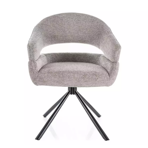 Chaise Tissu Doux Avec Accoudoirs Design Pivotante à 180° Gris Lavin
