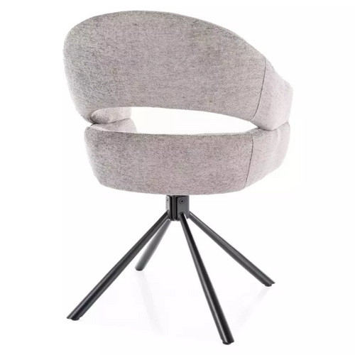 Chaise Tissu Doux Avec Accoudoirs Design Pivotante à 180° Gris Lavin