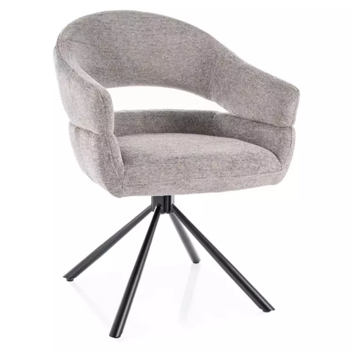Chaise Tissu Doux Avec Accoudoirs Design Pivotante à 180° Gris Lavin
