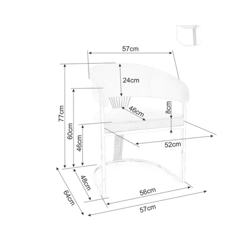 Chaise Velours Beige Et Piétement Acier Doré Assise Ronde Confortable Reiny