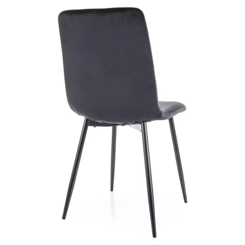 Chaise Velours Noir Piétement Métal Noir Mat Assise Haute Et Dossier Capitonné Lozat
