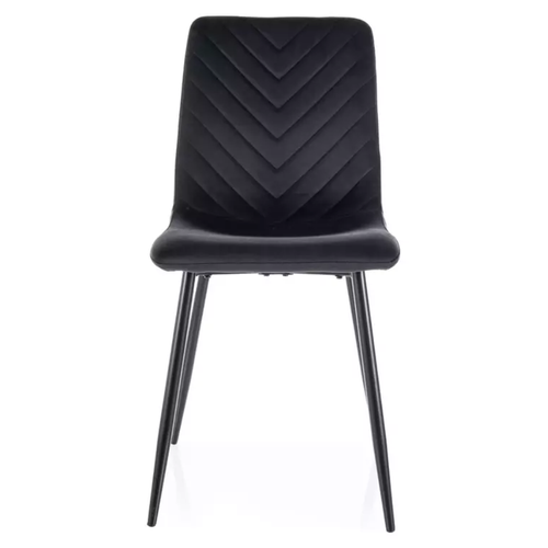 Chaise Velours Noir Piétement Métal Noir Mat Assise Haute Et Dossier Capitonné Lozat