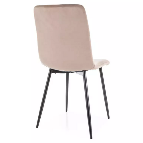 Chaise Velours Beige Et Métal Noir Mat Assise Haute Dossier Stylé Lozat