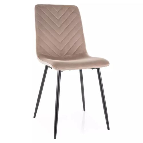 Chaise Velours Beige Et Métal Noir Mat Assise Haute Dossier Stylé Lozat