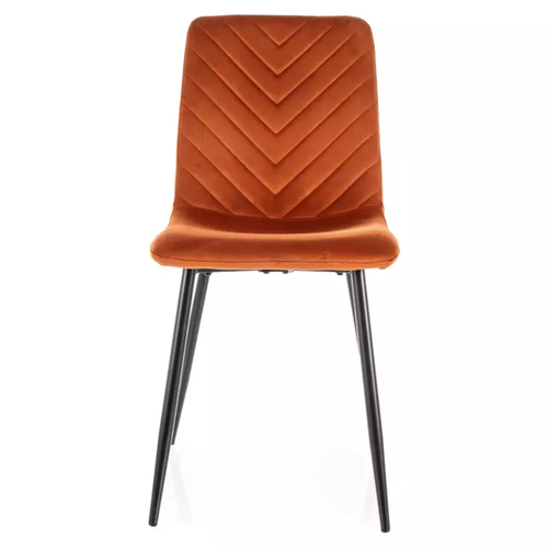 Chaise Velours Cannelle Et Pieds Métal Noir Mat Assise Rembourrée Chic Lozat