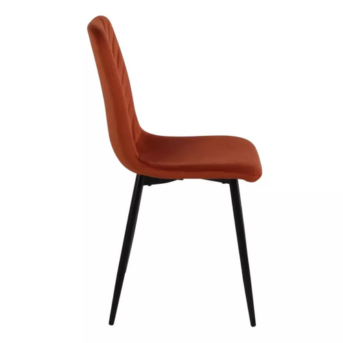 Chaise Velours Cannelle Et Pieds Métal Noir Mat Assise Rembourrée Chic Lozat
