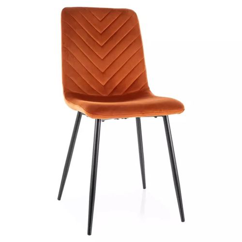 Chaise Velours Cannelle Et Pieds Métal Noir Mat Assise Rembourrée Chic Lozat