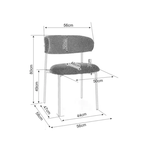 Chaise Tissu En Beige Piétement Métal Cachemire Assise Rembourrée Moderne Jonaz