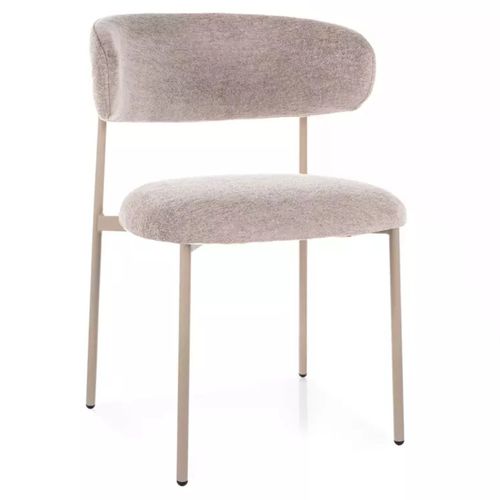 Chaise Tissu En Beige Piétement Métal Cachemire Assise Rembourrée Moderne Jonaz