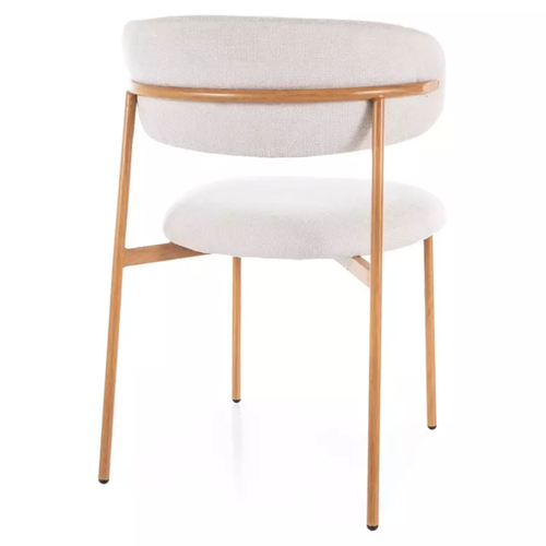 Chaise Tissu En Beige Structure Métal Effet Chêne Dossier Arrondi Jonaz