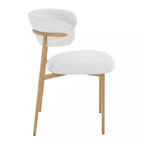 Chaise Tissu En Beige Structure Métal Effet Chêne Dossier Arrondi Jonaz