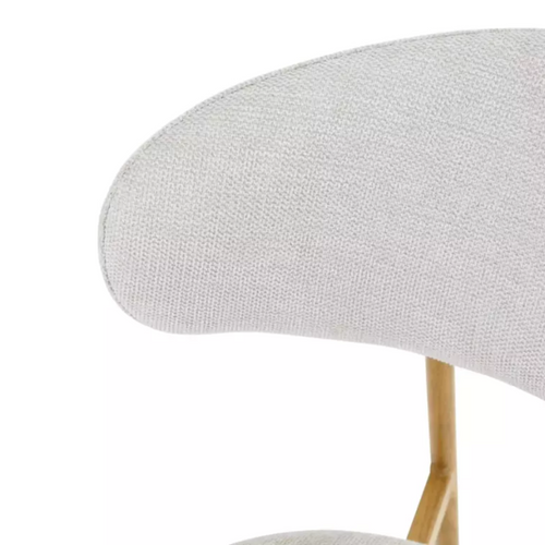 Chaise Tissu En Beige Structure Métal Effet Chêne Dossier Arrondi Jonaz