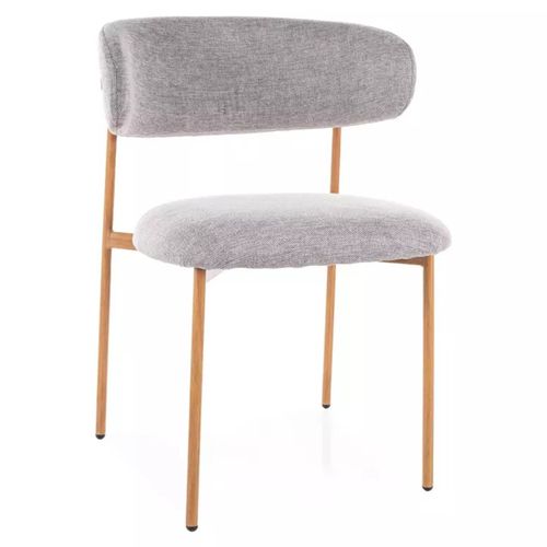 Chaise Tissu En Gris Et Piétement Métal Chêne Confort Doux Et Design Jonaz