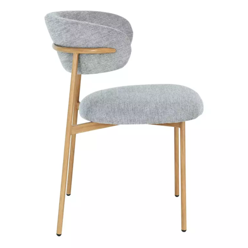 Chaise Tissu En Gris Et Piétement Métal Chêne Confort Doux Et Design Jonaz