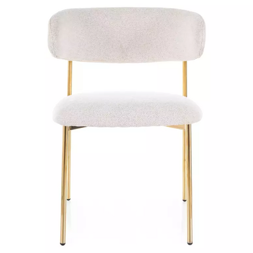 Chaise Tissu Beige Pieds Dorés Métal Design Élégant Et Rembourrage Doux Jonaz