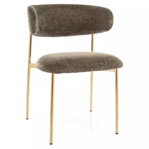 Chaise Tissu Olive Et Pieds Métal Doré Confort Moderne Couleur Tendance Jonaz