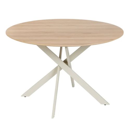 Table à Manger Ronde Crème Et Bois 120 Cm Oasis