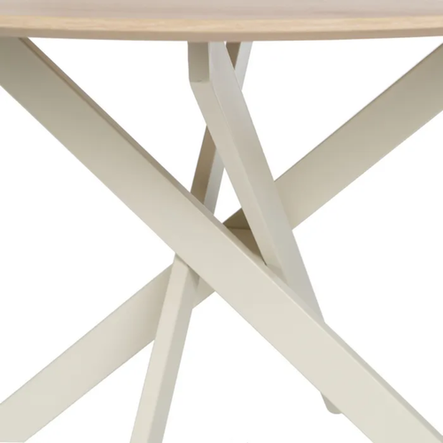 Table à Manger Ronde Crème Et Bois 120 Cm Oasis