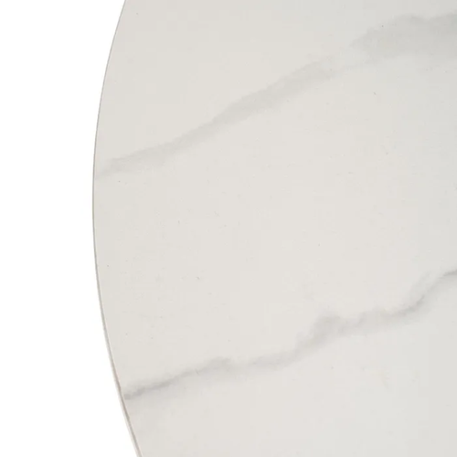 Table Basse Ronde 80 Cm Plateau Céramique Blanc Effet Marbre Urban