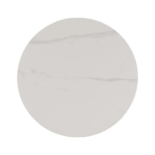 Table Basse Ronde 80 Cm Plateau Céramique Blanc Effet Marbre Urban