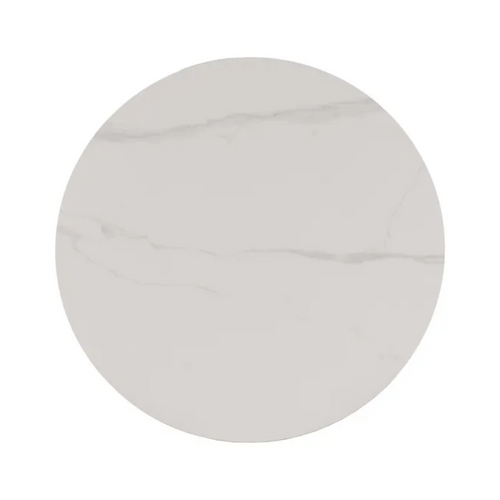Table Basse Ronde 80 Cm Plateau Céramique Blanc Effet Marbre Urban