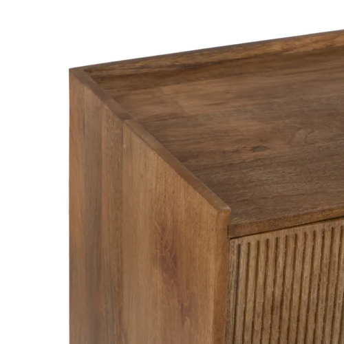 Bahut En Bois De Manguier 174 Cm, Tiroirs Avec Portes Et Façades Rainurées Nuance