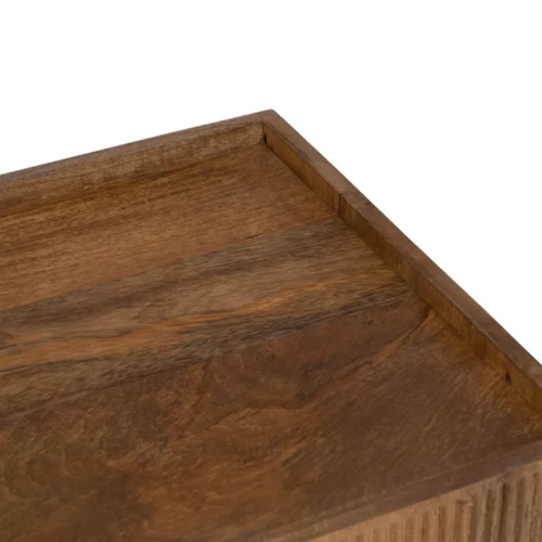 Meuble TV En Bois De Manguier Avec Portes Rainurées Et Niches Centrales Nuance