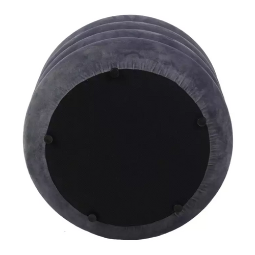 Pouf Rond En Velours Gris Avec Coffre De Rangement Discret Et Assise Douce Mesrun