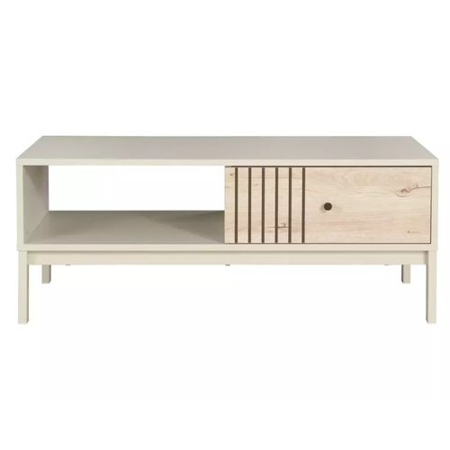 Table Basse Rectangulaire Avec Rangement Chêne Et Blanc Cassé Seli