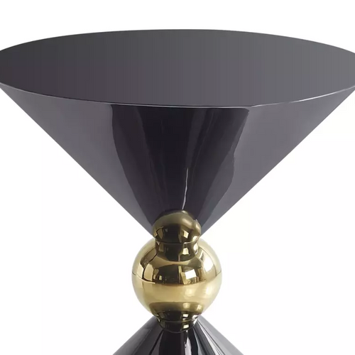Table D'appoint Symétrique Noir Brillant Et Or Design Miracle