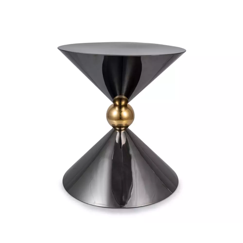 Table D'appoint Symétrique Noir Brillant Et Or Design Miracle