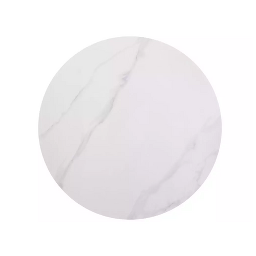 Table Ronde 90 Cm Céramique Blanche et Métal Noir Serafina