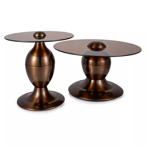 Tables D’appoint Originales Lavile En Marron Et En Cuivre Brillant