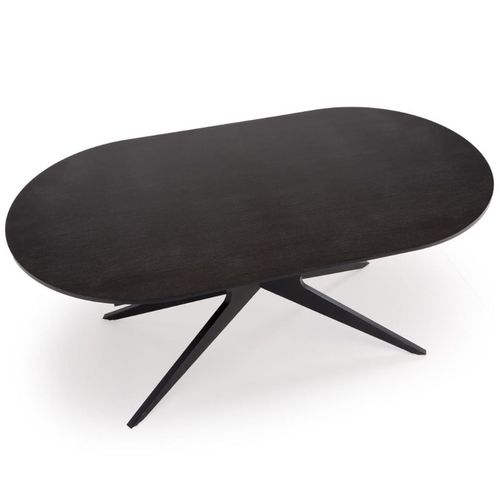 Table Ovale Noire Extensible 180 - 240 Cm Avec Pied Central Ludmila