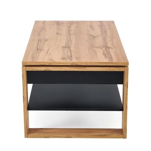Table Basse 120 X 65 M Plateau Relevable - Noir Et Bois - Gemma