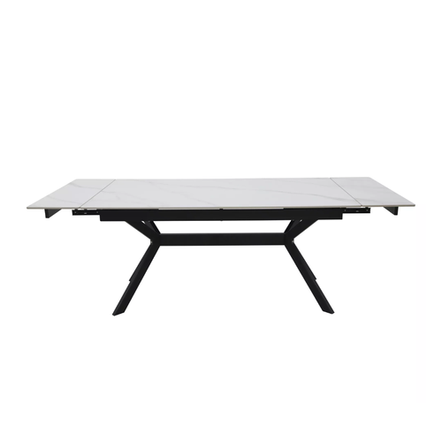 Table De Salle à Manger Extensible 160 + 60cm En Céramique Blanc Mat Marta
