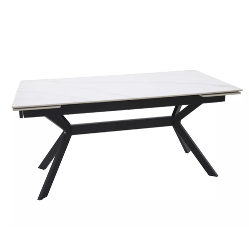 Table De Salle à Manger Extensible 180 + 60cm En Céramique Blanc Mat Marta