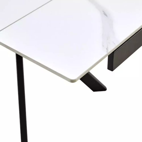 Table De Salle à Manger Extensible 180 + 60cm En Céramique Blanc Mat Marta