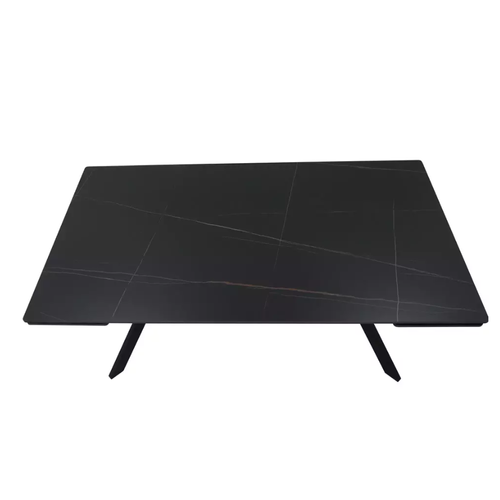 Table De Salle à Manger Extensible 160 + 60cm En Céramique Noir Mat Marta