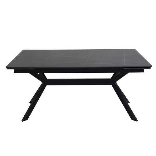 Table De Salle à Manger Extensible 160 + 60cm En Céramique Noir Mat Marta