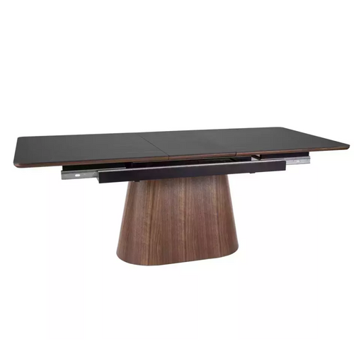 Table De Salle à Manger Extensible 160 + 80cm En Céramique Bois Et Noir Mat Bolla