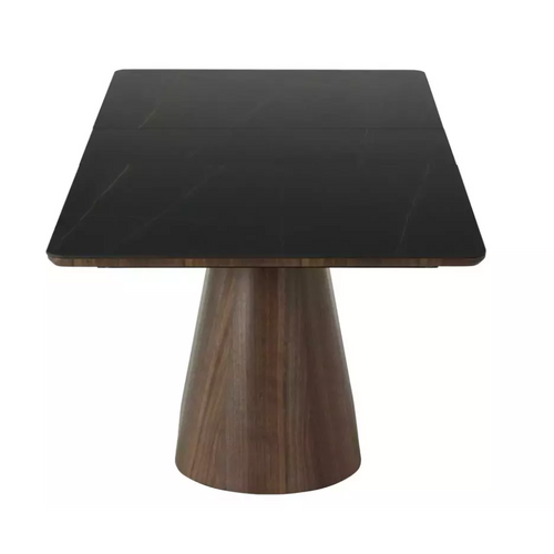 Table De Salle à Manger Extensible 160 + 80cm En Céramique Bois Et Noir Mat Bolla